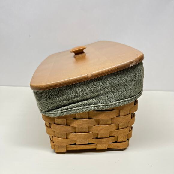 Longaberger Vanity Basket with Wood Lid Cloth Liner Plastic Liner - Picture 5 of 10